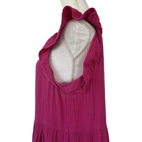 J Crew Tiered Mini Flutter Sleeve Gauze Dress Size 10 Mageneta Pink Resort Vacay - Picture 3 of 8